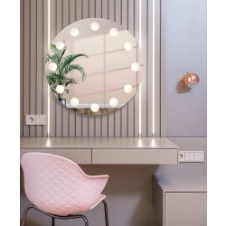 Okrągłe lustro do toaletki z podświetleniem LED - HOLLYWOOD